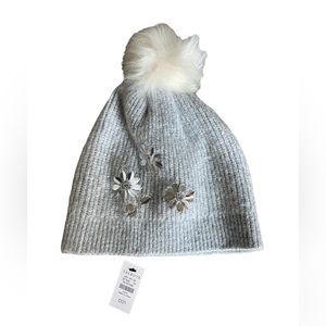 NWT Knit Hat with snowflakes Gray Beanie